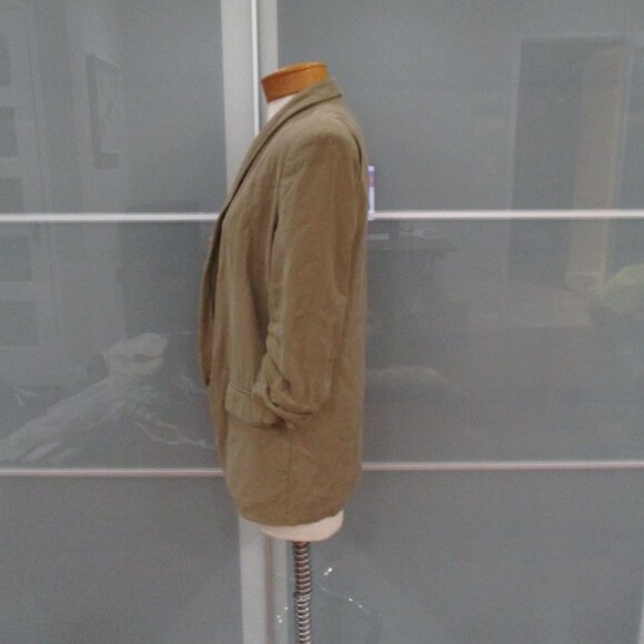 Zara Open Front Ruched Sleeve Blazer - Picture 2 of 5